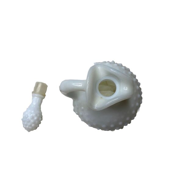 AVON White Milk Glass Hobnail Bottle Cruet pitcher With Stopper Vintage app 5.5" - Picture 4 of 9